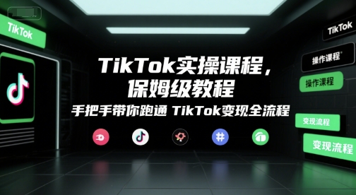 TikTok实操课程，保姆级教程，手把手带你跑通TikTok变现全流程-58创客网