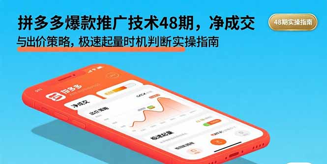拼多多爆款推广技术48期，净成交与出价策略，极速起量时机判断实操指南-58创客网