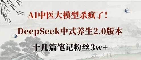 AI中医大模型杀疯了！DeepSeek中式养生2.0版本，十几篇笔记粉丝3w+-58创客网