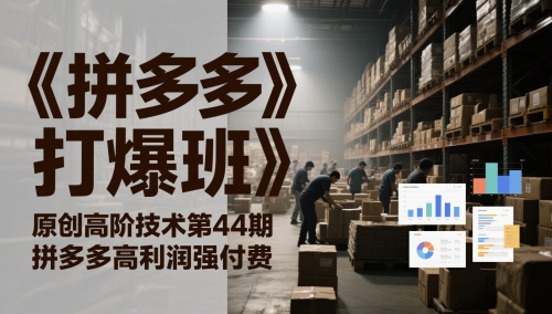 《拼多多打爆班》原创高阶技术第44期，拼多多高利润强付费-58创客网