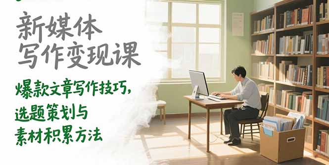新媒体写作变现课，爆款文章写作技巧，选题策划与素材积累方法-58创客网