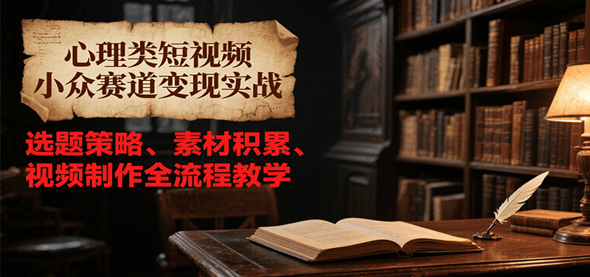 心理类短视频小众赛道变现实战，选题策略、素材积累、视频制作全流程教学-58创客网