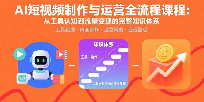 AI短视频制作与运营全流程课程：从工具认知到流量变现的完整知识体系-多米联创