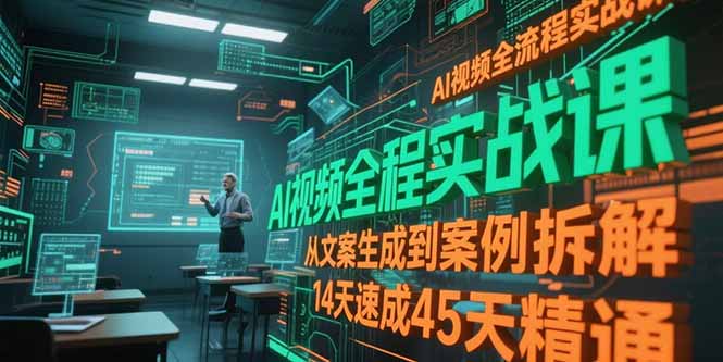 AI视频全流程实战课，从文案生成到案例拆解，14天速成45天精通-58创客网