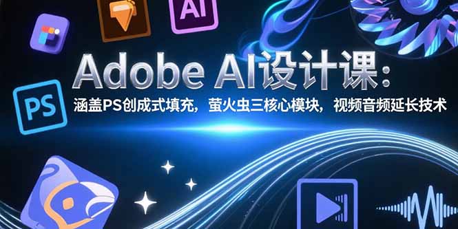 Adobe AI设计课：涵盖PS创成式填充，萤火虫三核心模块，视频音频延长技术-多米联创