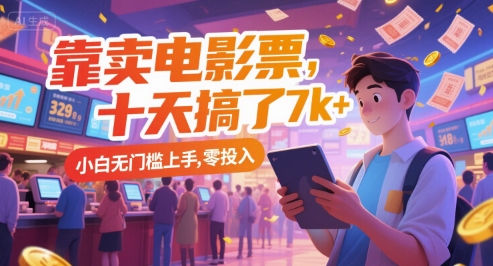 靠卖电影票，十天搞了7k+，小白无门槛上手，零投入【揭秘】-58创客网