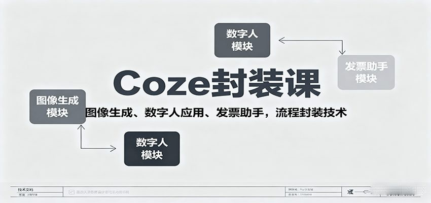 Coze封装课，图像生成、数字人应用、发票助手，流程封装技术-58创客网