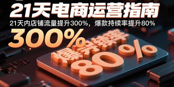 21天电商运营指南：21天内店铺流量提升300%，爆款持续率提升80%-多米联创
