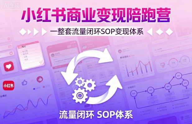 小红书商业变现陪跑营，轻IP矩阵 私域获客 聚光投流，一整套流量闭环SOP变现体系-58创客网