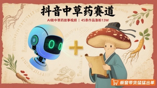 抖音中草药赛道，用AI做中草药故事视频，45条作品涨粉13W，橱窗带货猛猛出单-多米联创