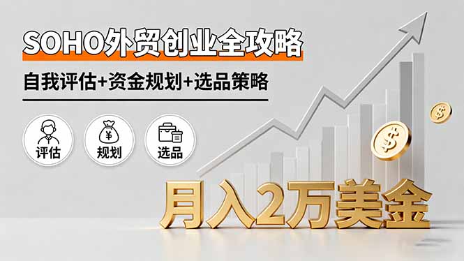 SOHO外贸创业全攻略，自我评估+资金规划+选品策略，月入2万美金-多米联创