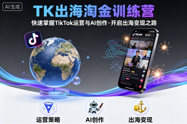 TK出海淘金训练营，助你快速掌握TikTok运营与AI创作，开启出海变现之路-58创客网
