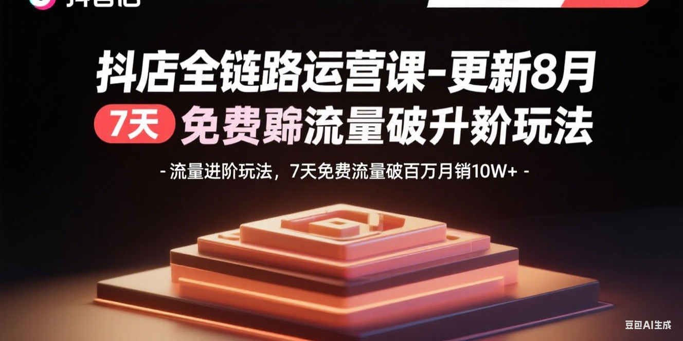 抖店全链路运营课-更新8月：流量进阶玩法，7天免费流量破百万月销10W+-58创客网