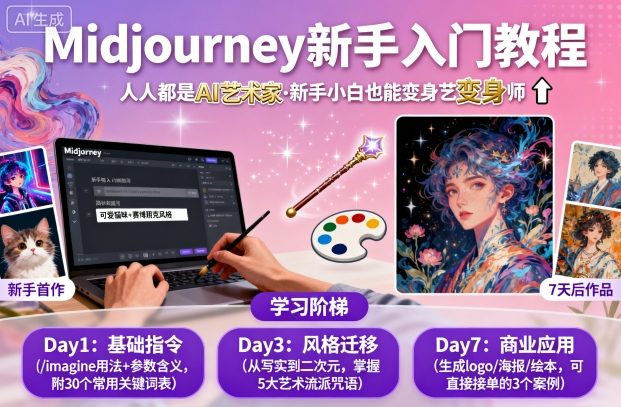 midjourney新手入门教程：人人都是AI艺术家，新手小白也能变身艺术大师-多米联创