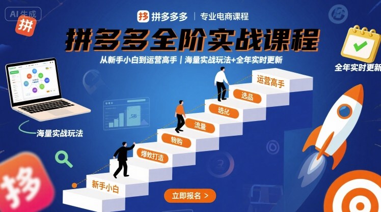 拼多多全阶实战课程，从新手小白到运营高手，海量实战玩法+全年实时更新【2025年9月更新】-多米联创