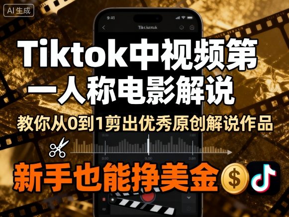 Tiktok中视频第一人称电影解说，教你从0到1剪出一个优秀的原创解说作品，新手也能挣美金-58创客网