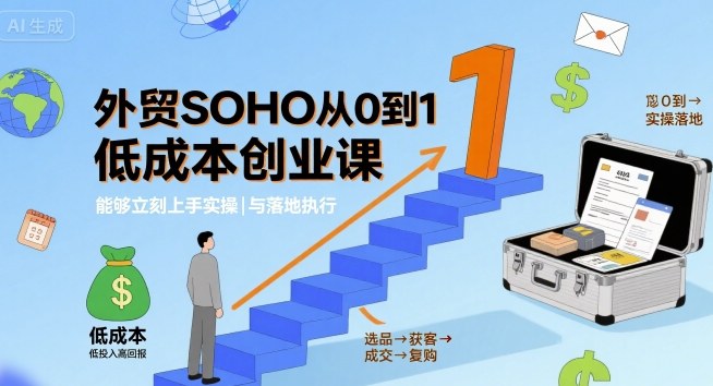 外贸SOHO从0到1低成本创业课，能够立刻上手实操与落地执行-多米联创