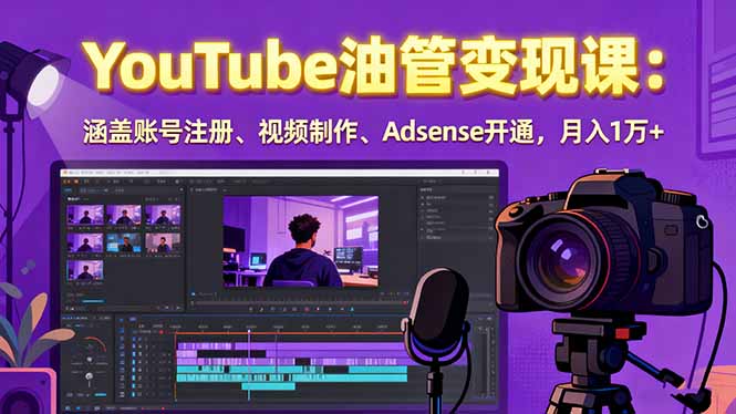 2025YouTube油管变现课:涵盖账号注册、视频制作、Adsense开通,月入1万+-58创客