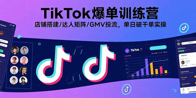 TikTok爆单训练营，店铺搭建/达人矩阵/GMV投流，单日破千单实操-58创客网