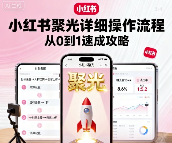 小红书聚光详细操作流程，小红书聚光从0到1速成攻略-多米联创