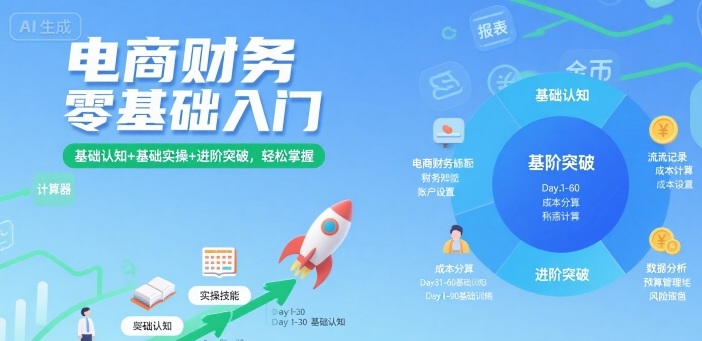 电商财务零基础入门，基础认知+基础实操+进阶突破，轻松掌握-58创客网