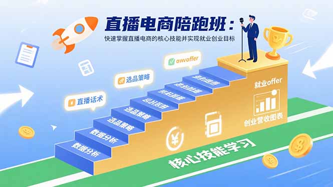 直播电商陪跑班：快速掌握直播电商的核心技能并实现就业/创业目标-多米联创
