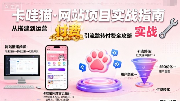卡哇猫·网站项目，网站搭建与运营以及引流跳转付费-多米联创