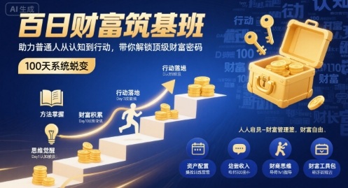 百日财富筑基班，助力普通人从认知到行动，带你解锁顶级财富密码-多米联创