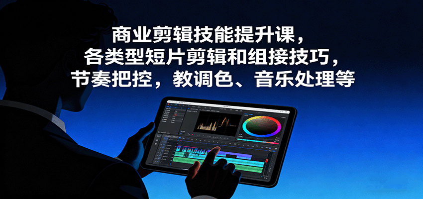 商业剪辑技能提升课，各类型短片剪辑和组接技巧，节奏把控，教调色、音乐处理等-多米联创