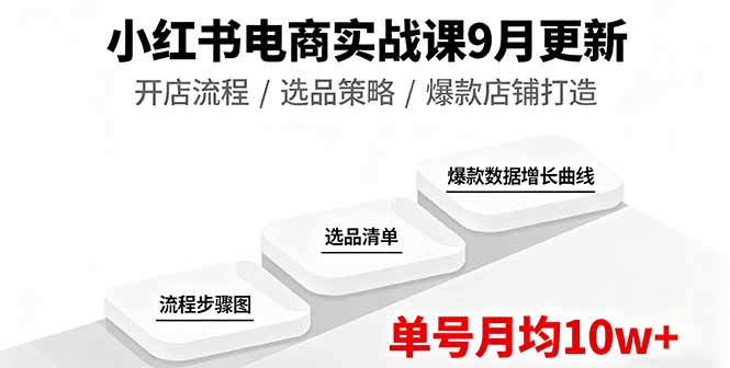 小红书电商实战课9月更新，开店流程/选品策略/爆款店铺打造，单号月均10w+-多米联创