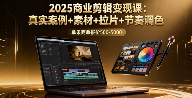 2025商业剪辑变现课：真实案例+素材+拉片+节奏调色，单条商单报价500-5000-多米联创