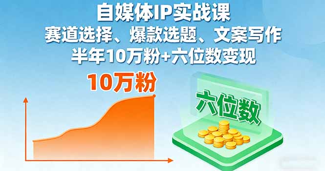 自媒体IP实战课，赛道选择、爆款选题、文案写作，半年10万粉+六位数变现-多米联创