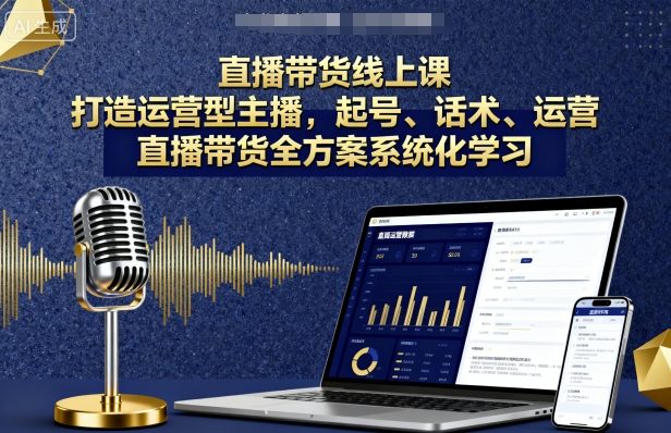 直播带货线上课，打造运营型主播，起号、话术、运营，直播带货全方案系统化学习-58创客网