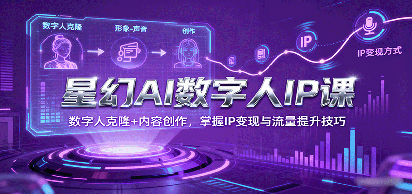 星幻AI数字人IP课，数字人克隆+内容创作，掌握IP变现与流量提升技巧-多米联创