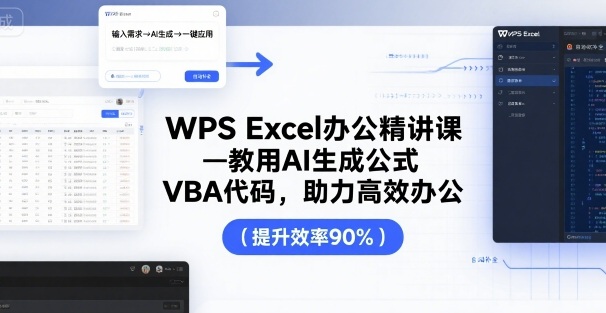 WPS Excel办公精讲课，教用 AI 生成公式，VBA 代码，助力高效办公-多米联创