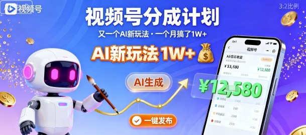 视频号分成计划：又一个AI新玩法，一个月搞了1W+，纯AI生成，一键发布即可-多米联创