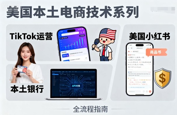 美国本土电商技术，Tiktok 运营篇+美国小红书篇+本土银行篇-58创客网