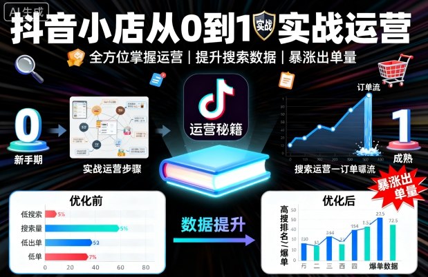 抖音小店从0到1实战运营，帮你全方位掌握小店运营，提升搜索数据与出单量-多米联创