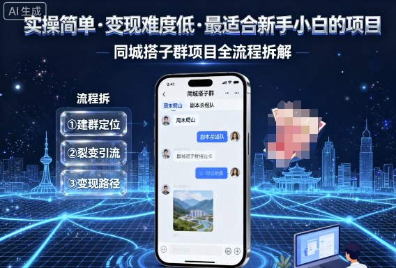 实操简单，变现难度低，最适合新手小白做的项目，每天轻松收入3张，同城搭子群项目全流程拆解-多米联创