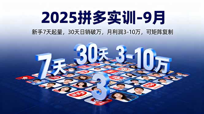 2025拼多多实训-9月：新手7天起量,30天日销破万,月利润3-10万,可矩阵复制-58创客网