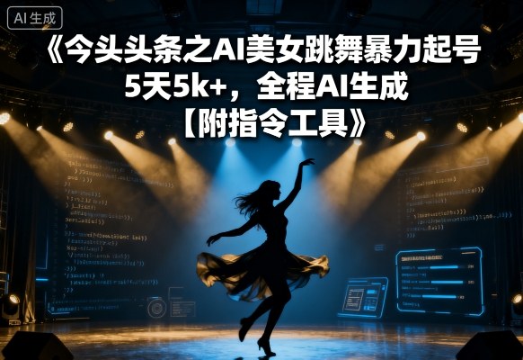 今日头条之AI美女跳舞暴力起号，5天1k+，全程AI生成【附指令工具】-58创客网