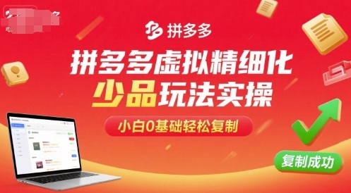 拼多多虚拟精细化少品玩法实操，小白0基础轻松复制-58创客网