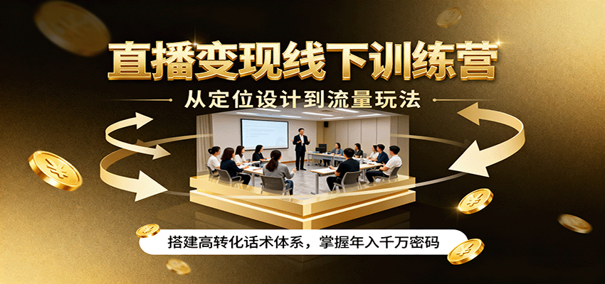 直播变现线下训练营，从定位设计到流量玩法，搭建高转化话术体系，掌握年入千万密码-多米联创