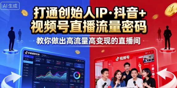 25年直播9-10两期线下课，打通创始人IP，抖音+视频号直播流量密码，教你做出高流量高变现的直播间-多米联创