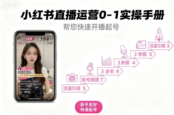 小红书直播运营0-1实操手册，帮您快速开播起号-多米联创