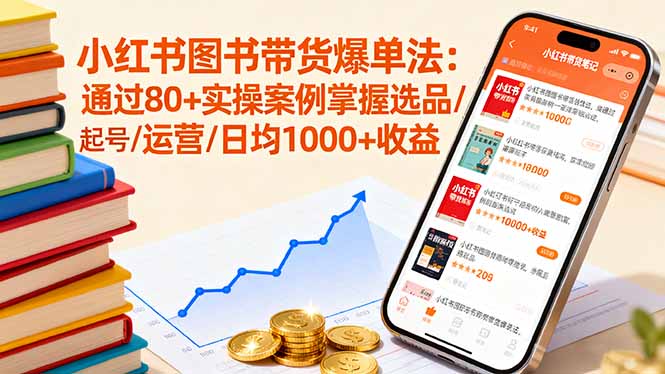 小红书图书带货爆单法：通过80+实操案例掌握选品/起号/运营/日均1000+收益-58创客网