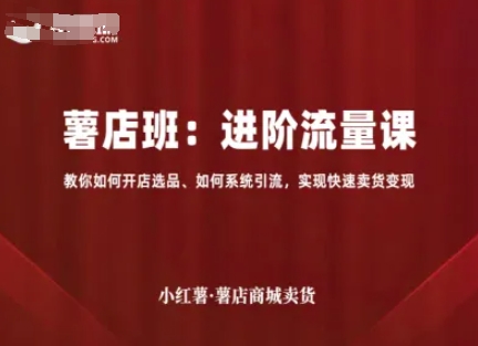 小红薯薯店商城卖货，进阶流量课，教你如何开店选品、如何系统引流，实现快速卖货变现-58创客网