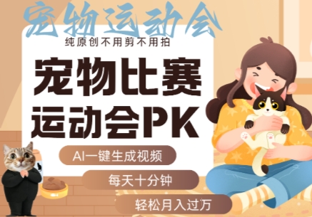 AI一键生成宠物比赛运动会PK视频，纯原创不用剪不用拍，每天十分钟，轻松月入过1W+-58创客网