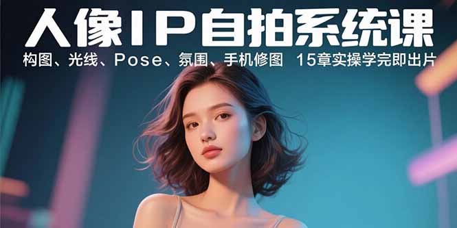 人像IP自拍系统课：构图、光线、Pose、氛围、手机修图 15章实操学完即出片-58创客网