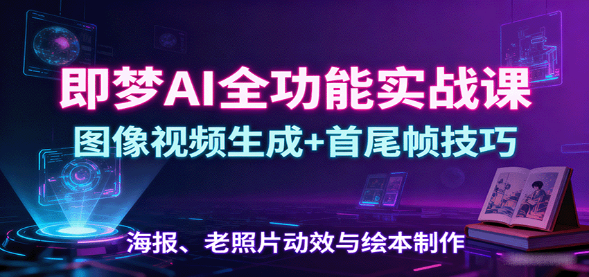 即梦AI全功能实战课：图像视频生成+首尾帧技巧，海报、老照片动效与绘本制作-多米联创